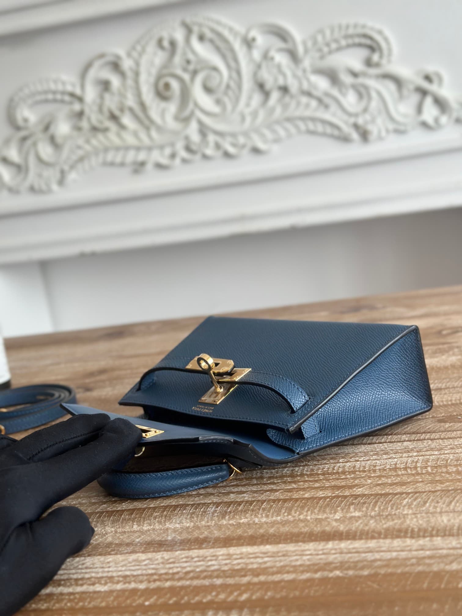 Hermes Kelly Mini II Bag Epsom Leather WAX Deep Bleu High