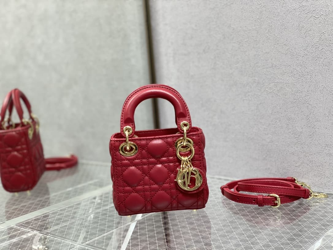 MICRO LADY Dior BAG Cannage Lambskin Red High