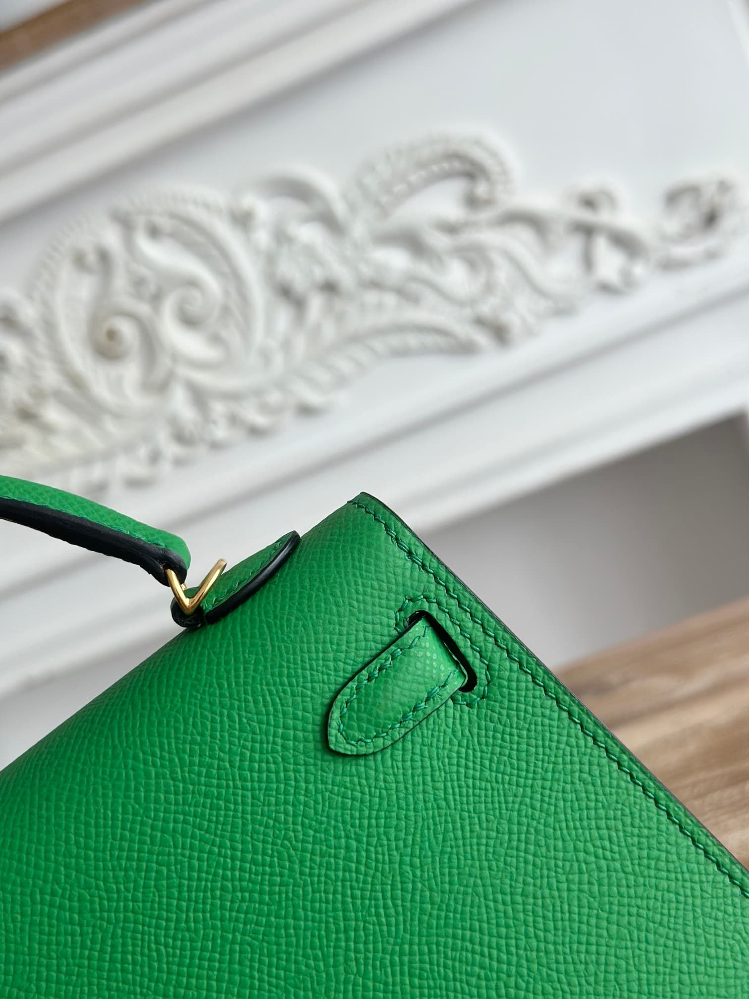 Hermes Kelly Mini II Bag Epsom Leather WAX Bamboo High
