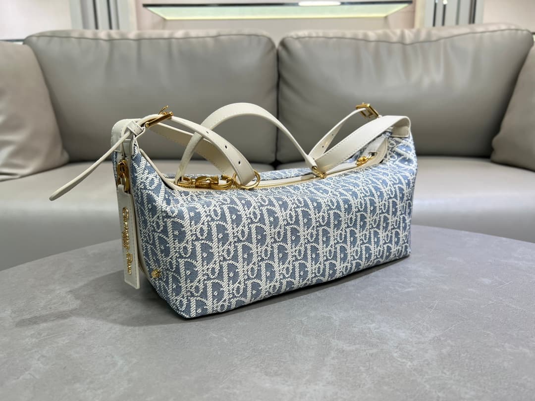 Medium D-Journey Bag Sky Blue Dior Oblique Jacquard High