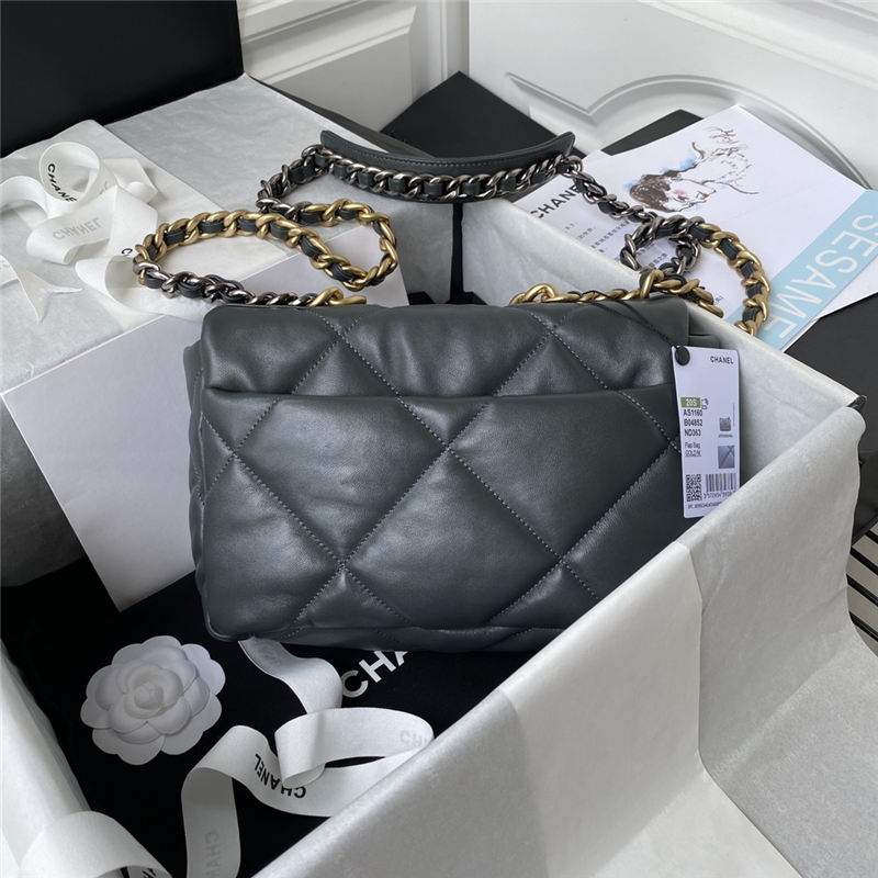 Chanel 19 Flap Bag Lambskin Dark Grey High