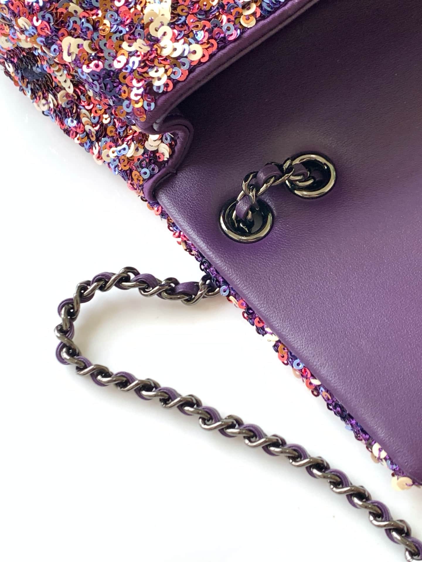 Chanel Flap Bag Sequins & Black-Tone Metal AS4561  A