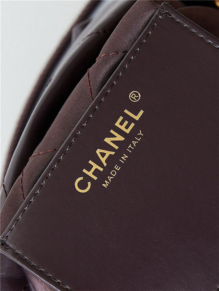 Chanel 22 MINI HANDBAG Shiny Calfskin Coffee & Gold-Tone Metal AS3980 A