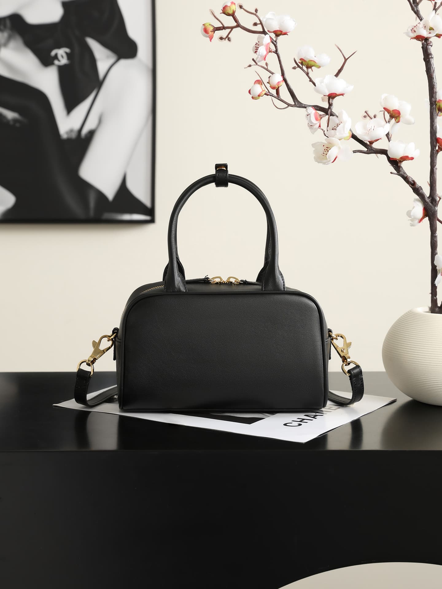 Chanel Mini Bowling Bag Calfskin & Gold-Tone Metal Black AP5528 A