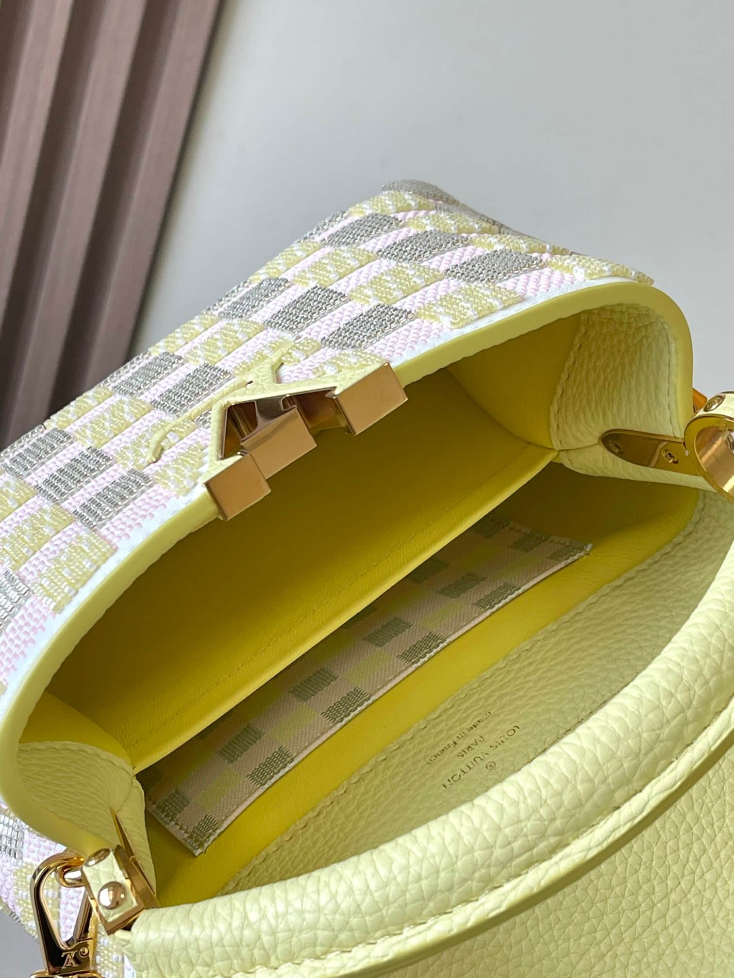 Louis Vuitton Capucines Mini Smooth calfskin and beads M24809 Yellow/Pink Top