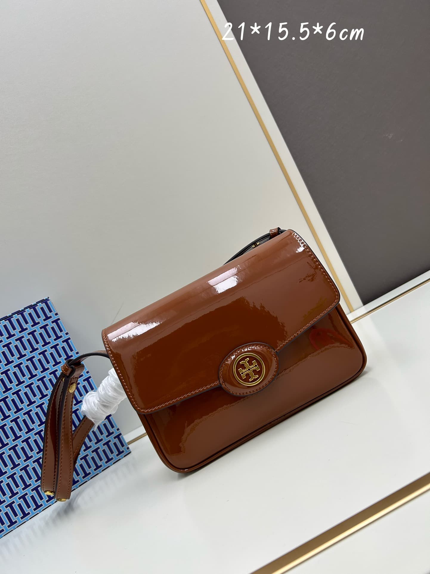 Tory Burch Robinson Spazzolato Convertible Shoulder Bag Brown High