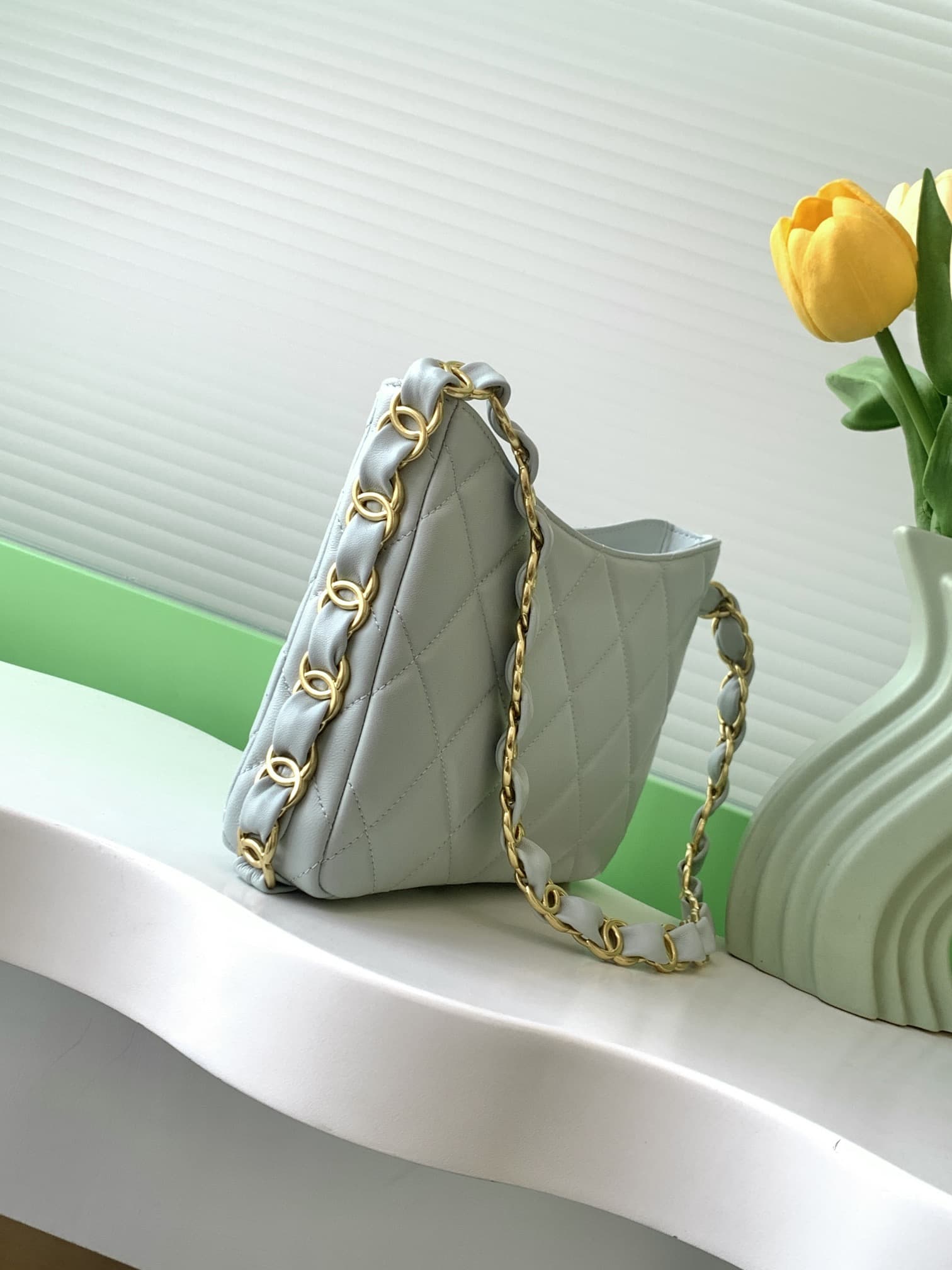Chanel HOBO HANDBAG AS5177 Lambskin & Gold-Tone Metal Blue A