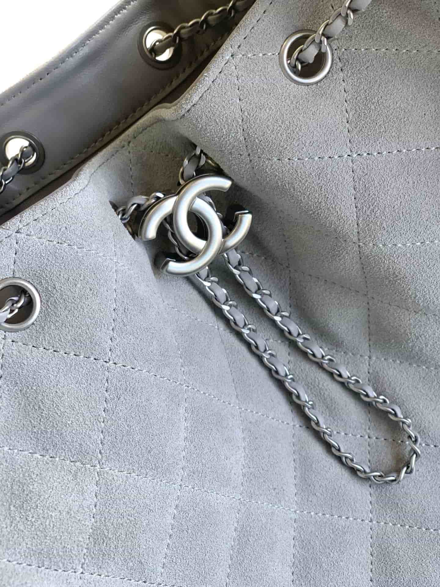 Chanel 25 Medium Hobo Medium handbag AS5311 Suede & Silver-tone Metal Grey High