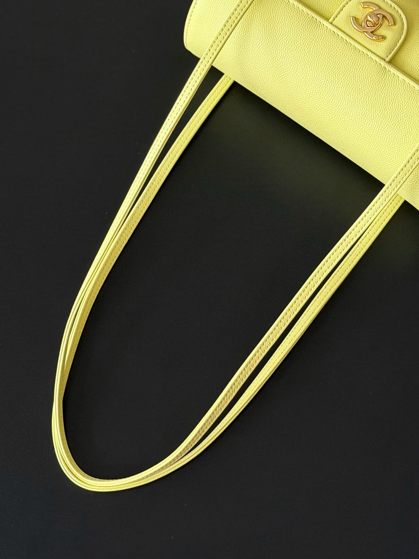 Chanel Small Bowling Bag Grained Shiny Calfskin & Gold-Tone Metal AS6143 Yellow High