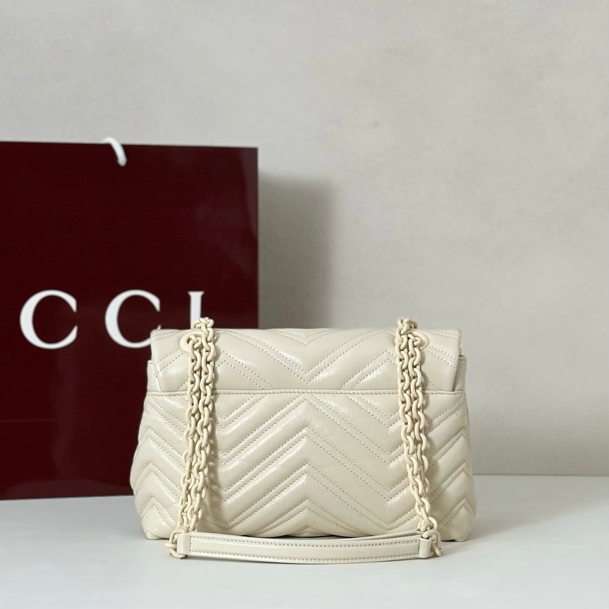 Gucci GG Marmont Small Shoulder Bag 855371 Cream High