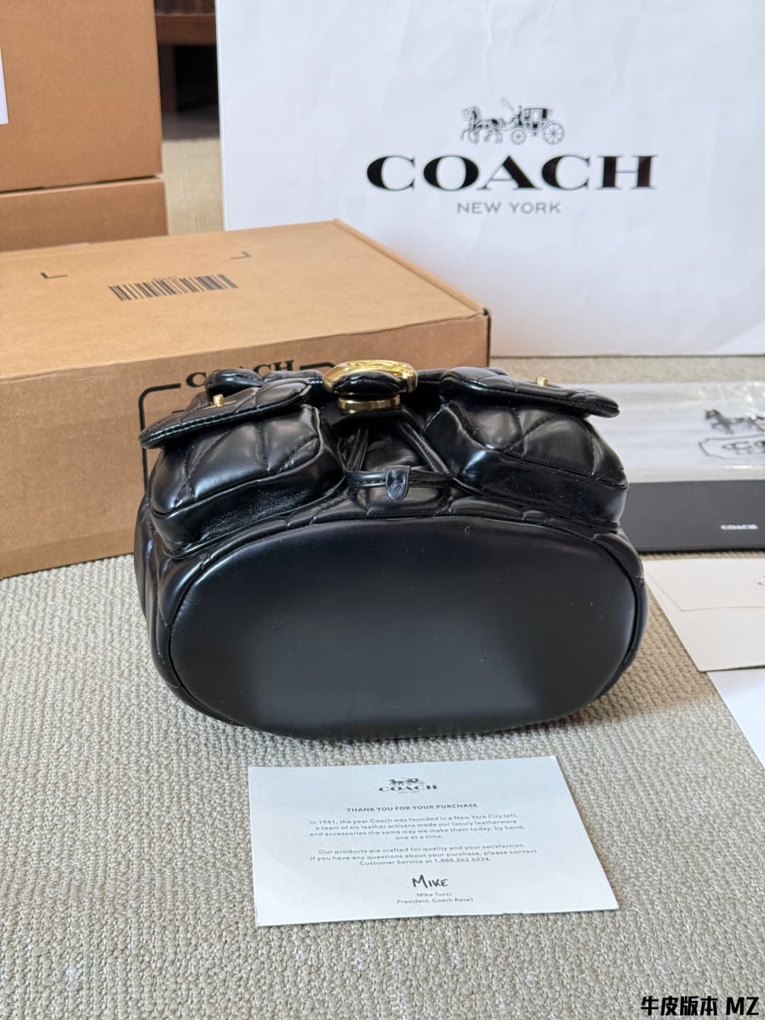 Coach Tabby Backpack With Pillow Quilting Nappa leather Black