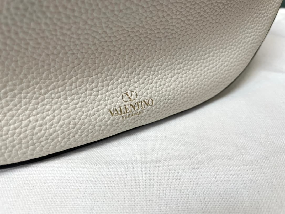 Valentino Garavani VLogo Moon small hobo bag in White grained calfskin High
