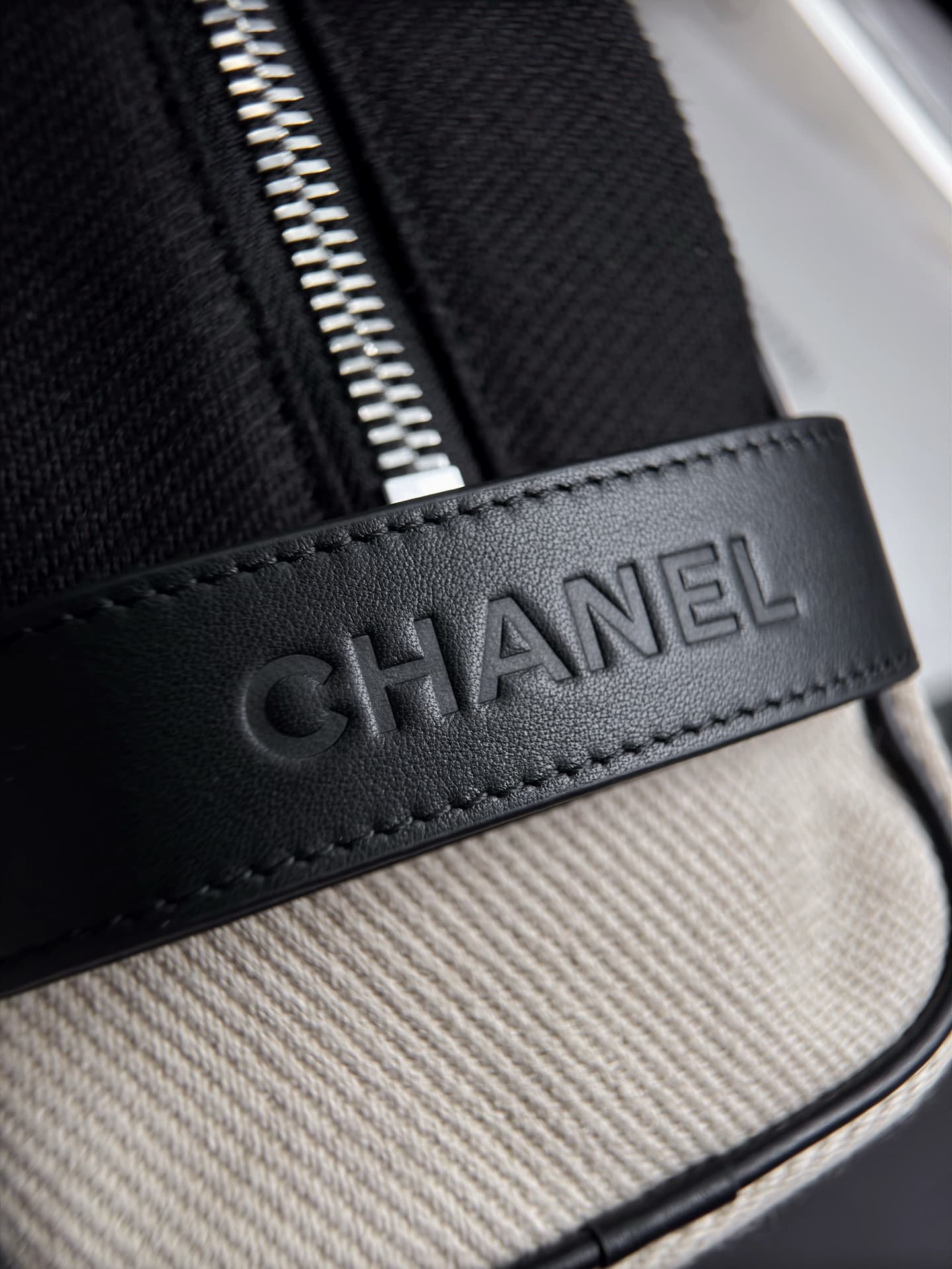 Chanel Large Zipped Pouch Canvas Calfskin & Silver-Tone Metal AP5267 Beige A