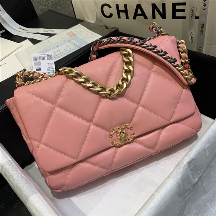 Maxi Chanel 19 Flap Bag Lambskin Pink High