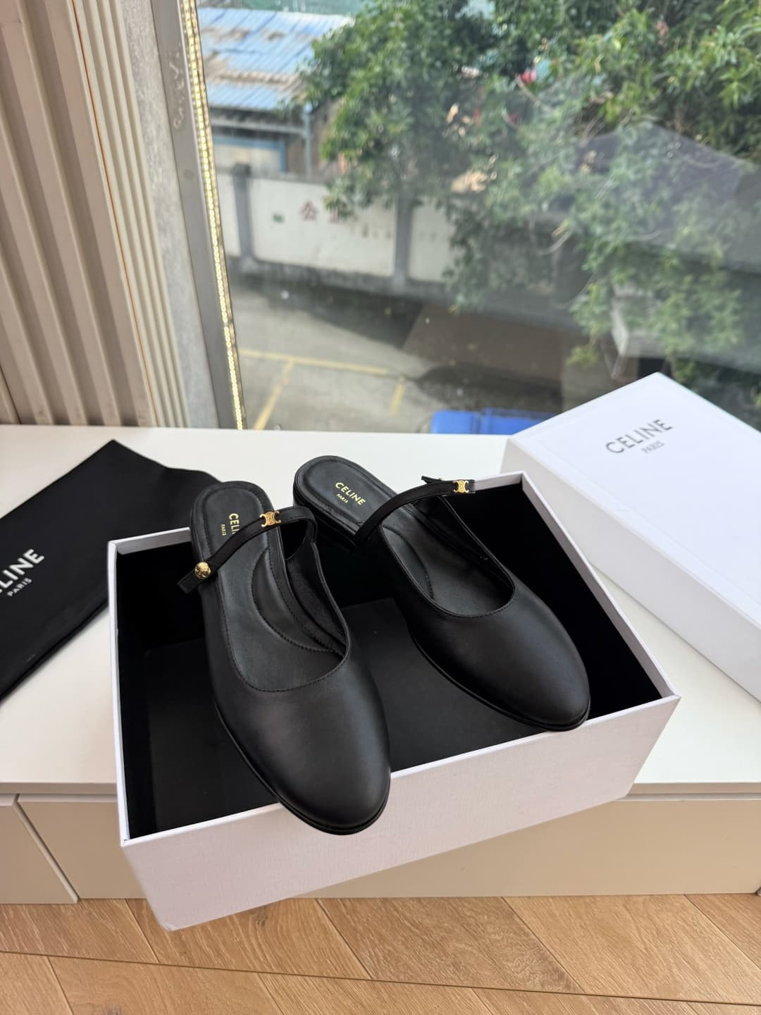 Celine Macaron Mule in Goatskin Shoes Women