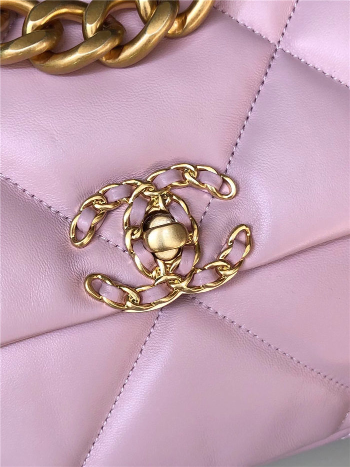 Large Chanel 19 Flap Bag Lambskin Pink High