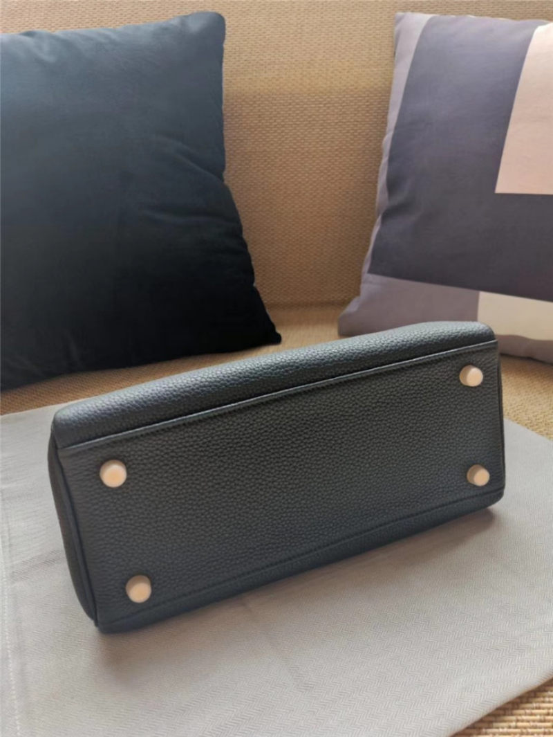 Hermes Kelly 25/28 Retourne Bag Calfskin In Black High