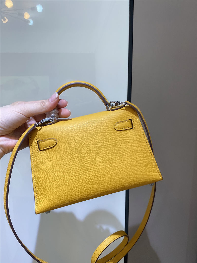 Hermes Kelly Mini II Bag Epsom Leather In Jaune Ambre CTN High