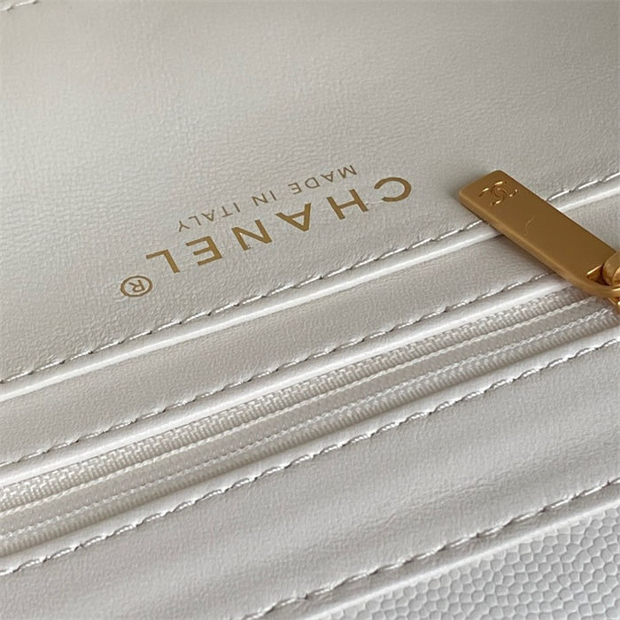 Chanel MINI FLAP BAG WITH TOP HANDLE AS5165 Grained Calfskin White High