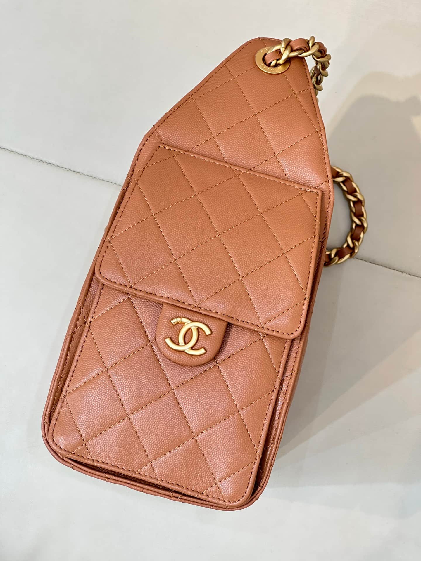 Chanel 25 Small Hobo handbag AS5293 Grained Calfskin & Gold-tone Metal Brown TOP