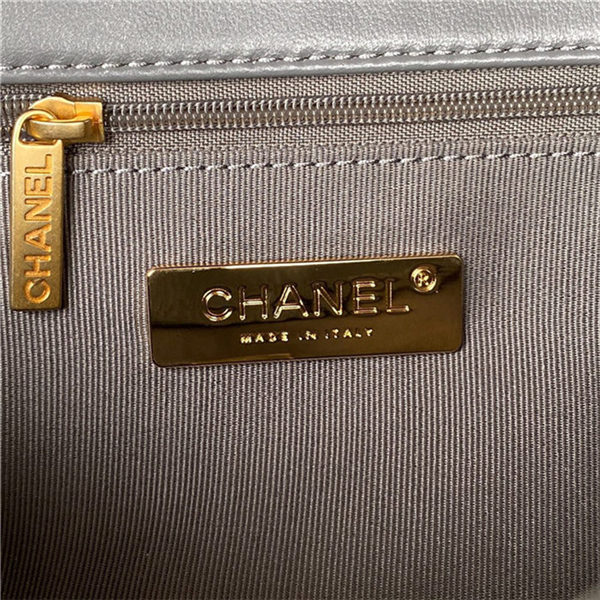 Chanel 19 Flap Bag Lambskin Dark Grey Silver High