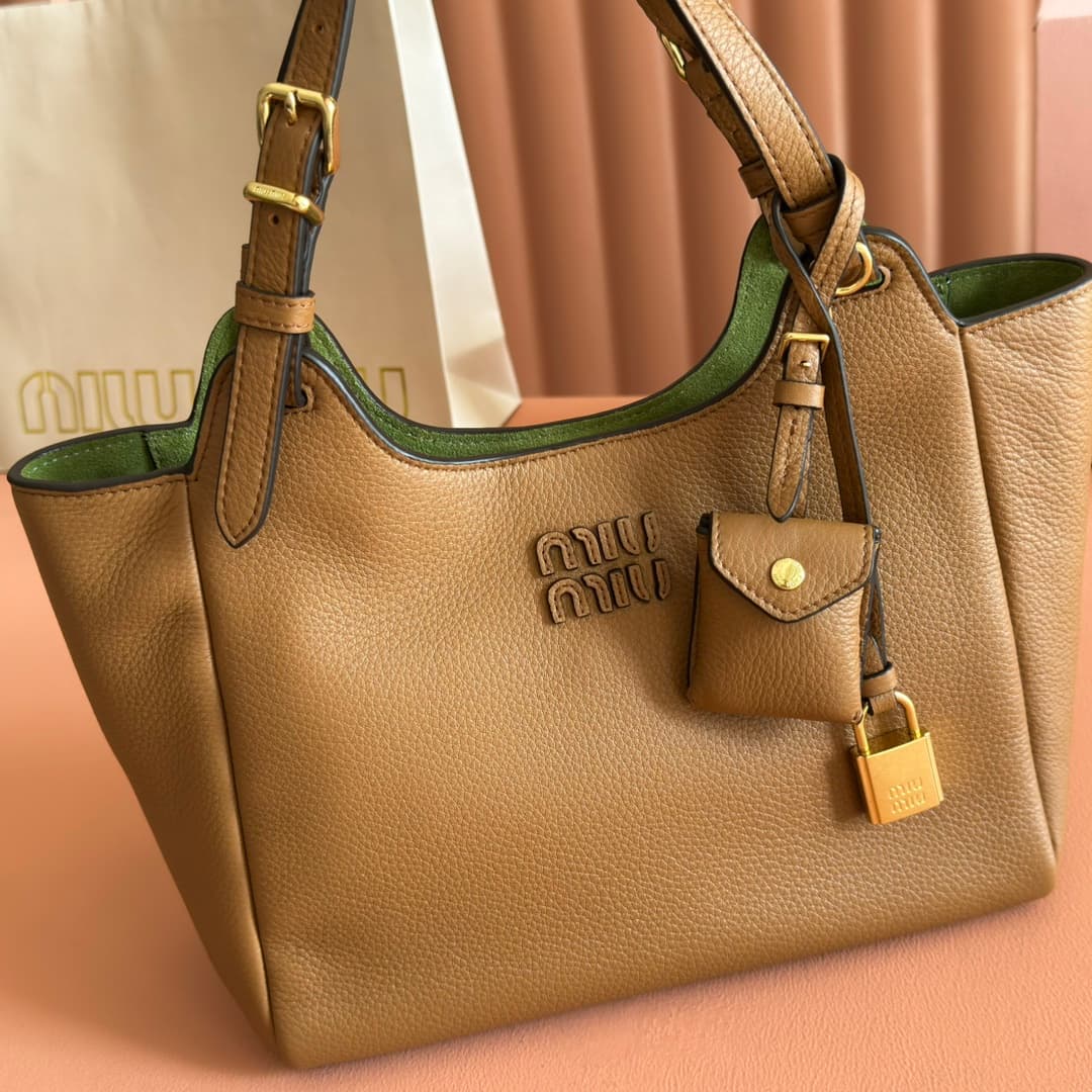 Miu Miu Brown Hammered Leather Shoulder Bag 5ba304 High