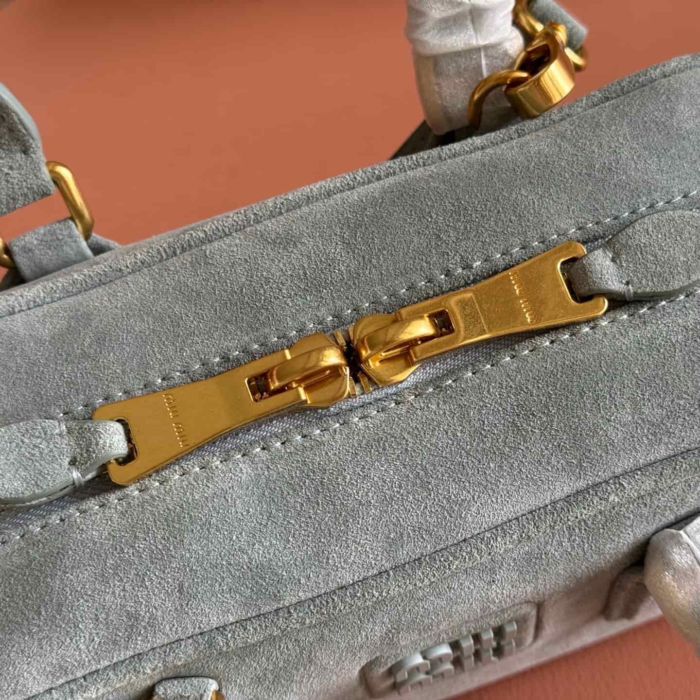 Miu Miu Arcadie padded suede top-handle bag Powder Blue 5BB142 High