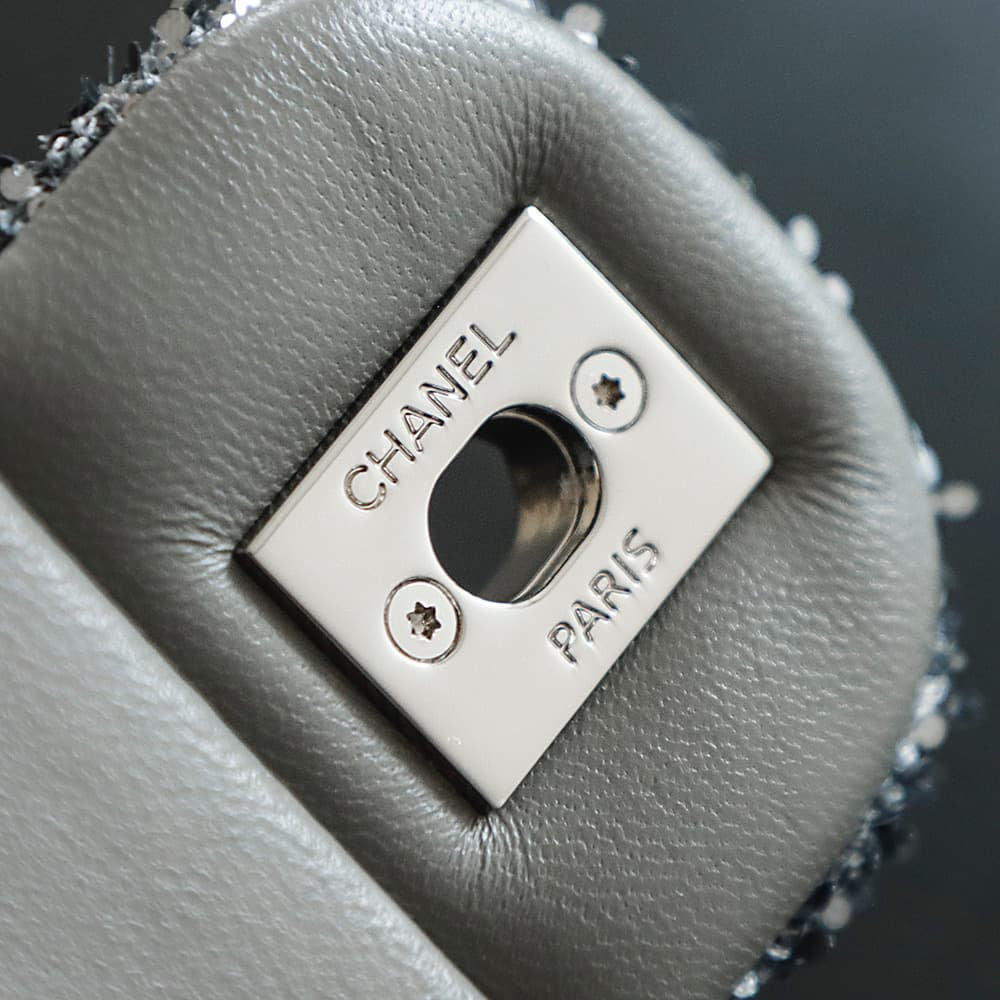 Chanel Flap Bag With Silver Sequins A