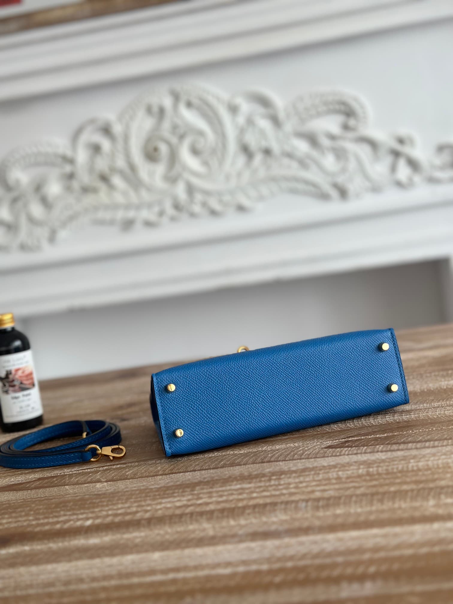 Hermes Kelly Mini II Bag Epsom Leather WAX Bleu Hydra High