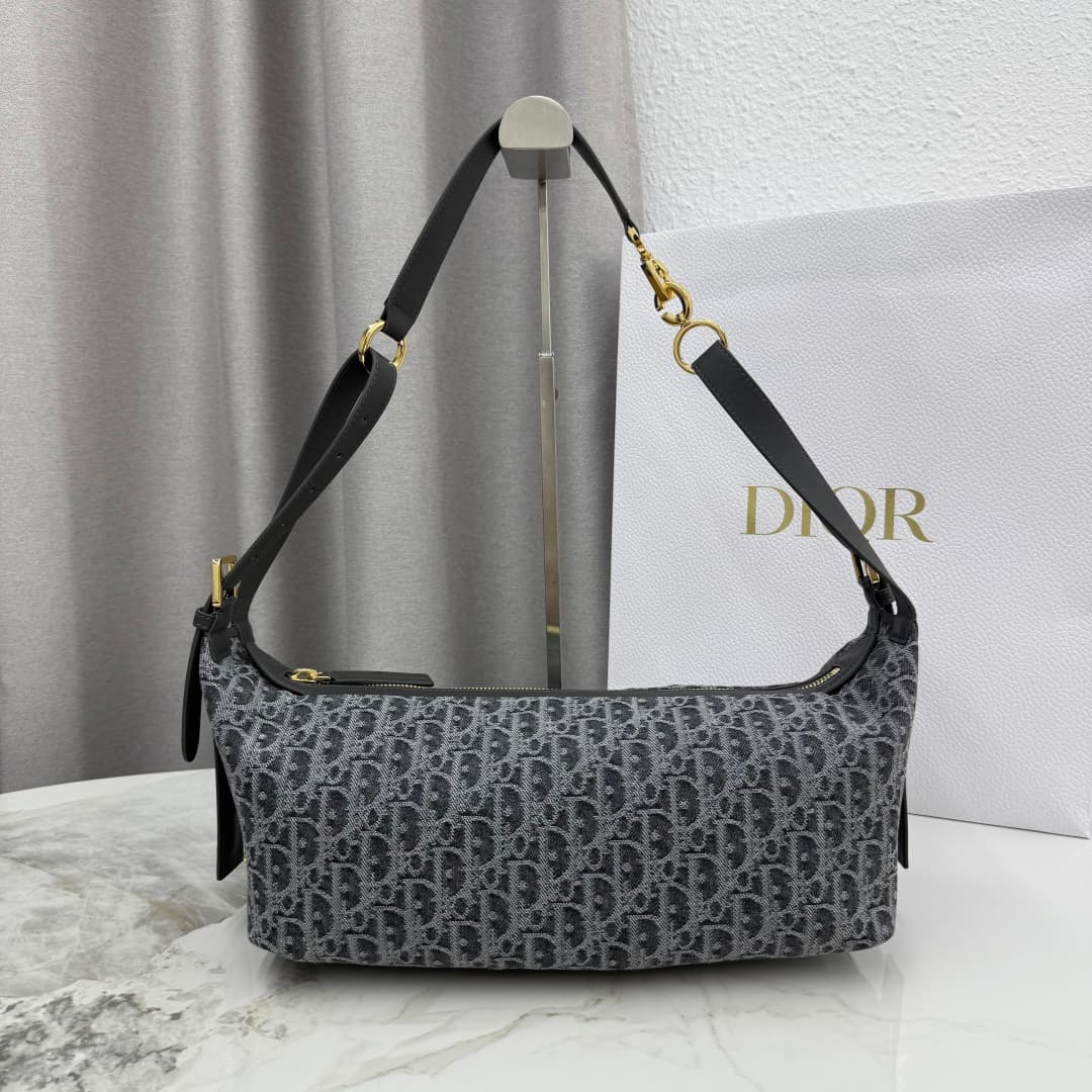 Medium D-Journey Bag Grey Dior Oblique Jacquard High