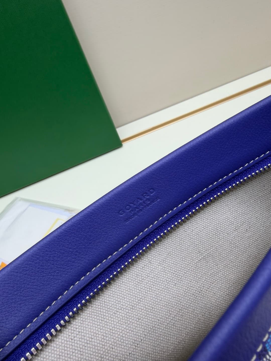 Goyard Conti pouch Goyardine canvas and Chevroches Calfskin Blue High