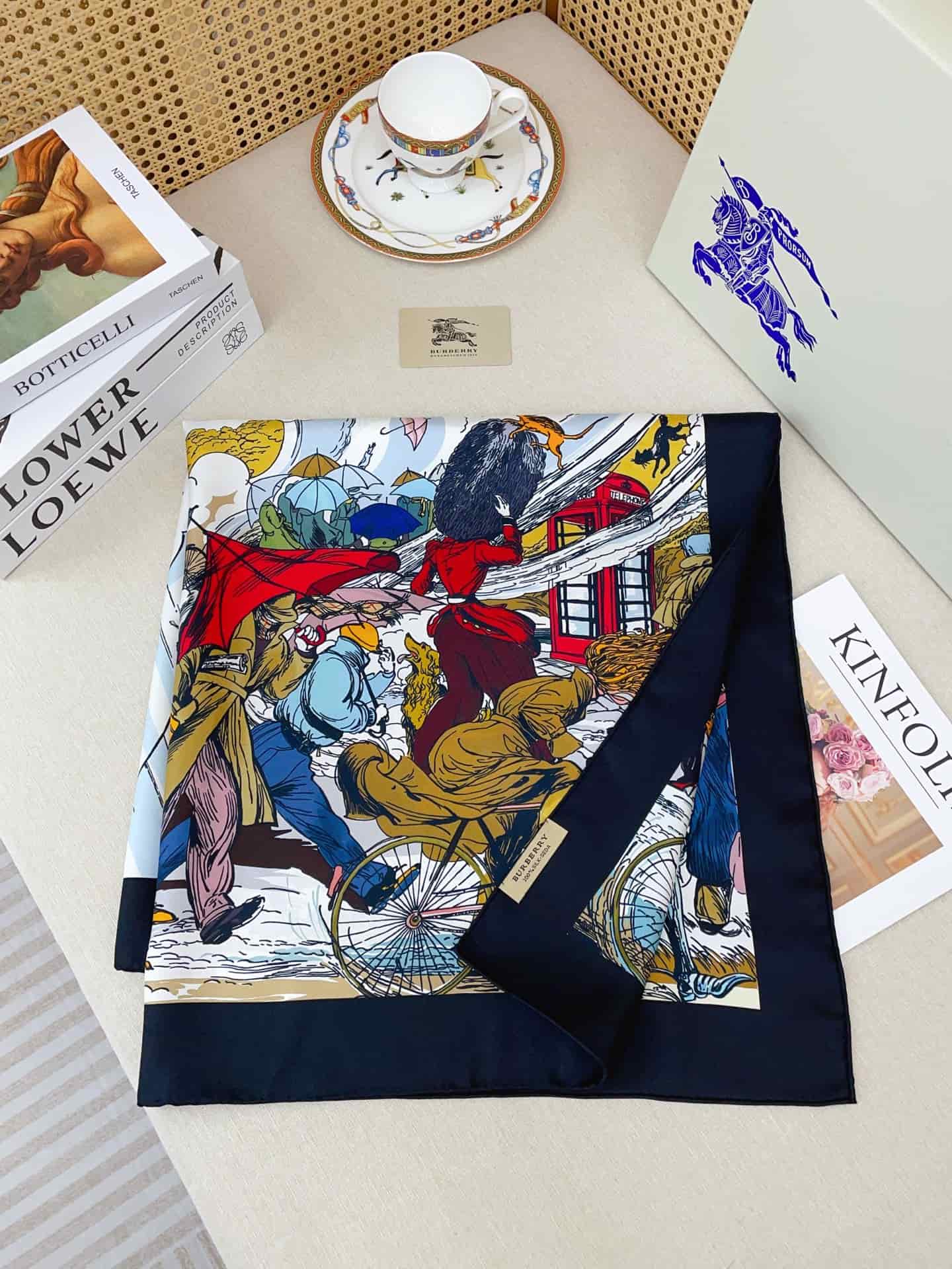 Burberry Raining Cats and Dogs silk scarf