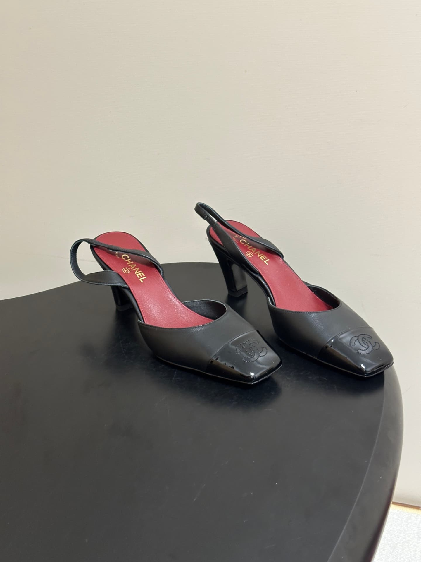 Chanel Two-tone Leather Slingback Heels