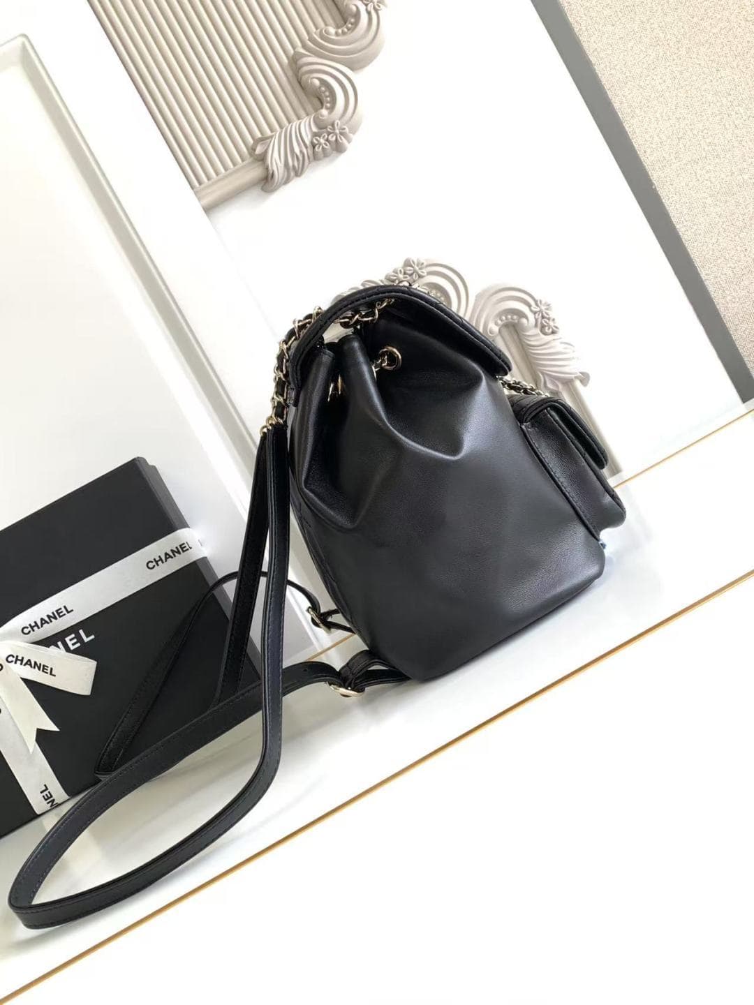Chanel Medium Quilted Duma Backpack Lambskin AS3618 Black A