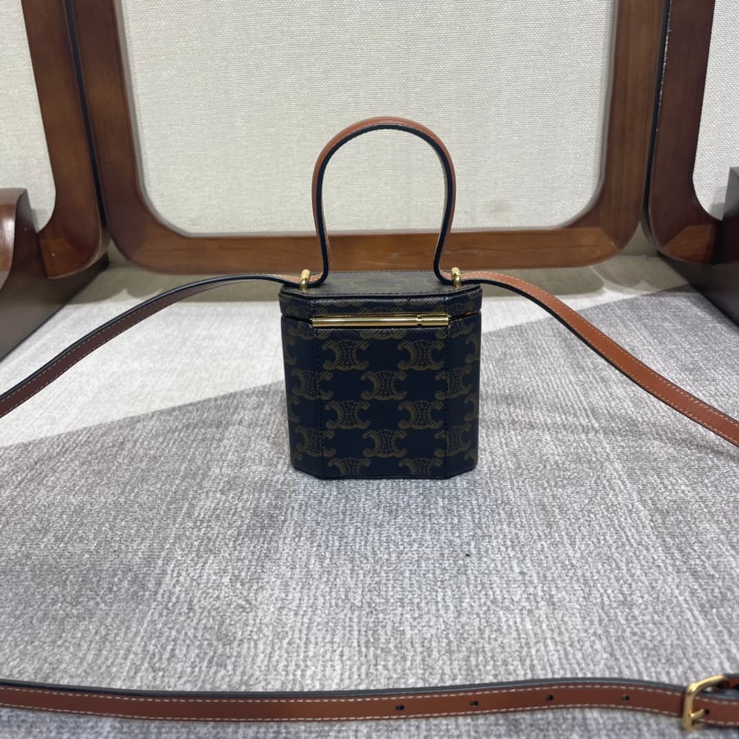 Celine LOCK Cuir Triomphe Box in Canvas and Calfskin High
