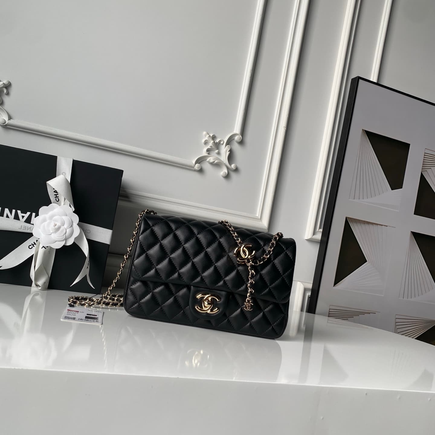 Chanel Classic Flap Bag Lambskin & Gold-Tone Metal AS5756 Black High