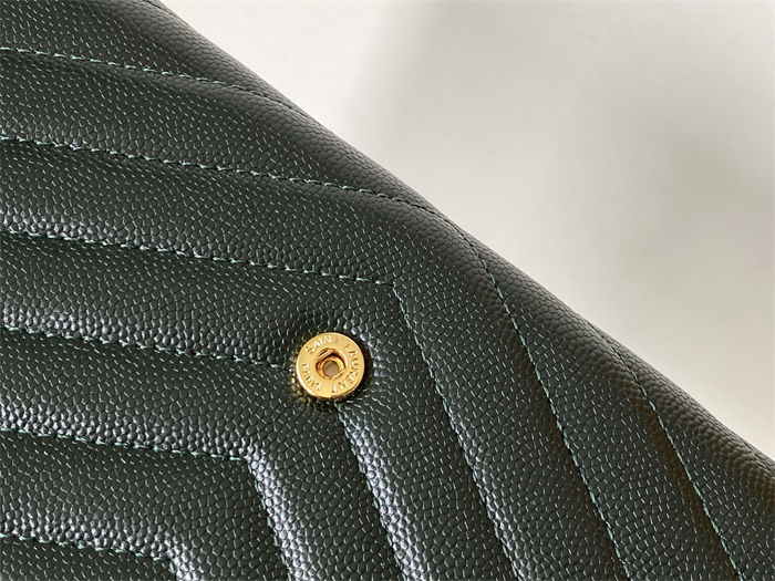 CASSANDRE MATELASSÉ LARGE FLAP WALLET IN GRAIN DE POUDRE LEATHER Grey High