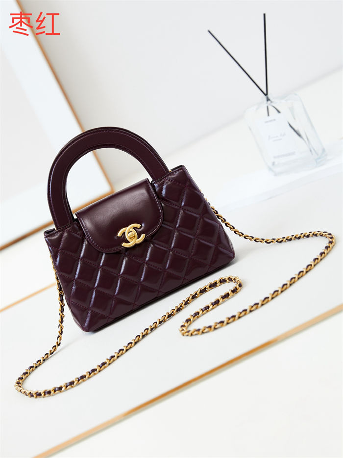 Chanel MINI SHOPPING BAG AS4416 Shiny Aged Calfskin & Gold-Tone Metal Burgundy A