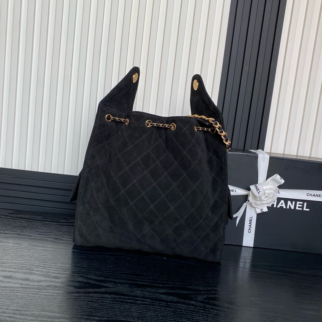 Chanel 25 Medium Hobo Medium handbag AS5311 Suede & Gold-tone Metal Black High