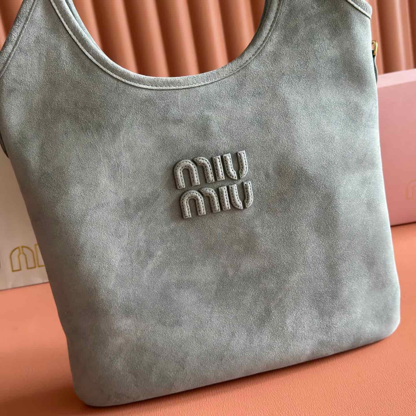 Miu Miu Ivy Powder Blue Suede Bag 5BG231 TOP