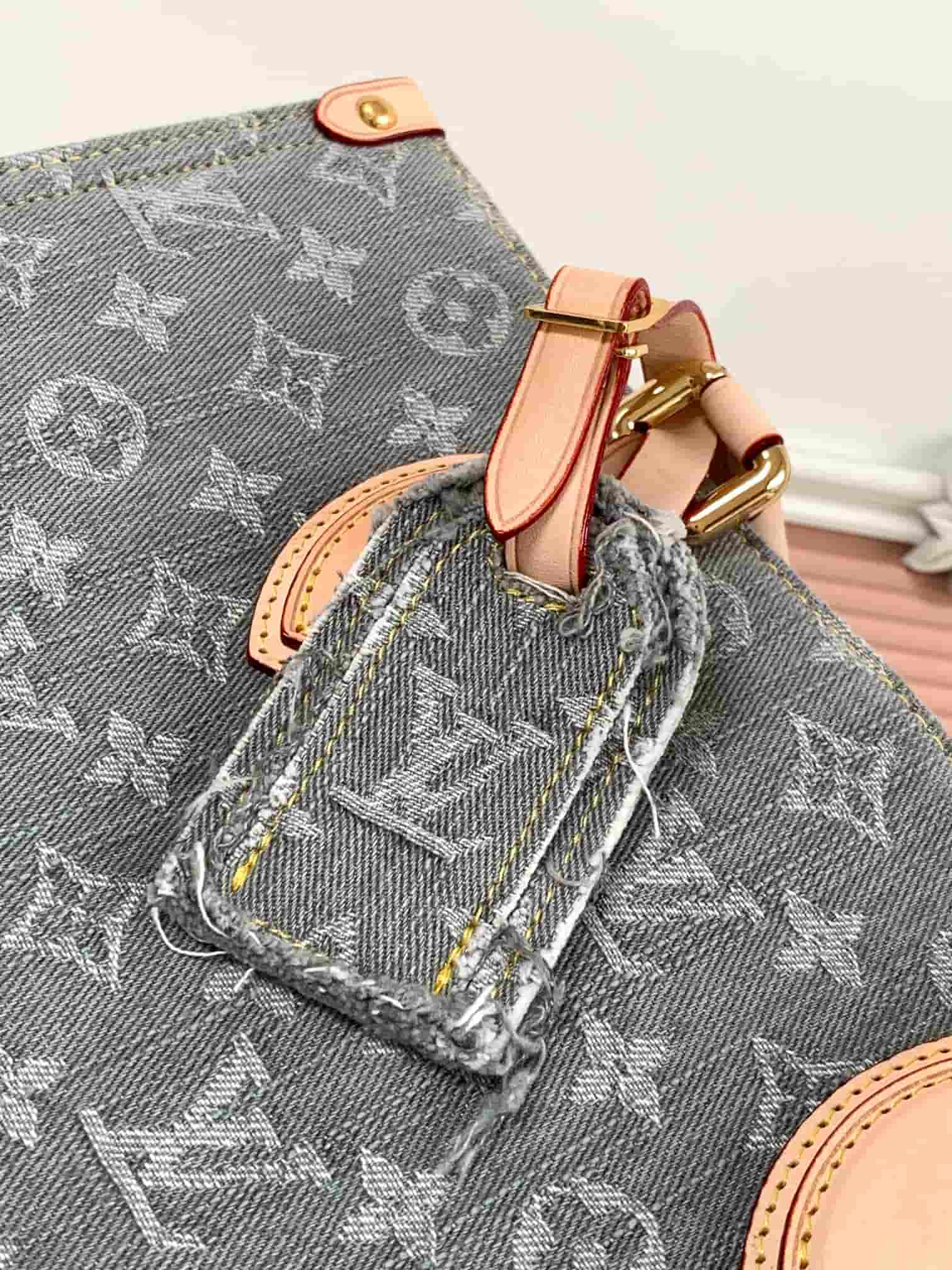 Louis Vuitton OnTheGo Handbag Monogram Washed Gray Denim M46871 High