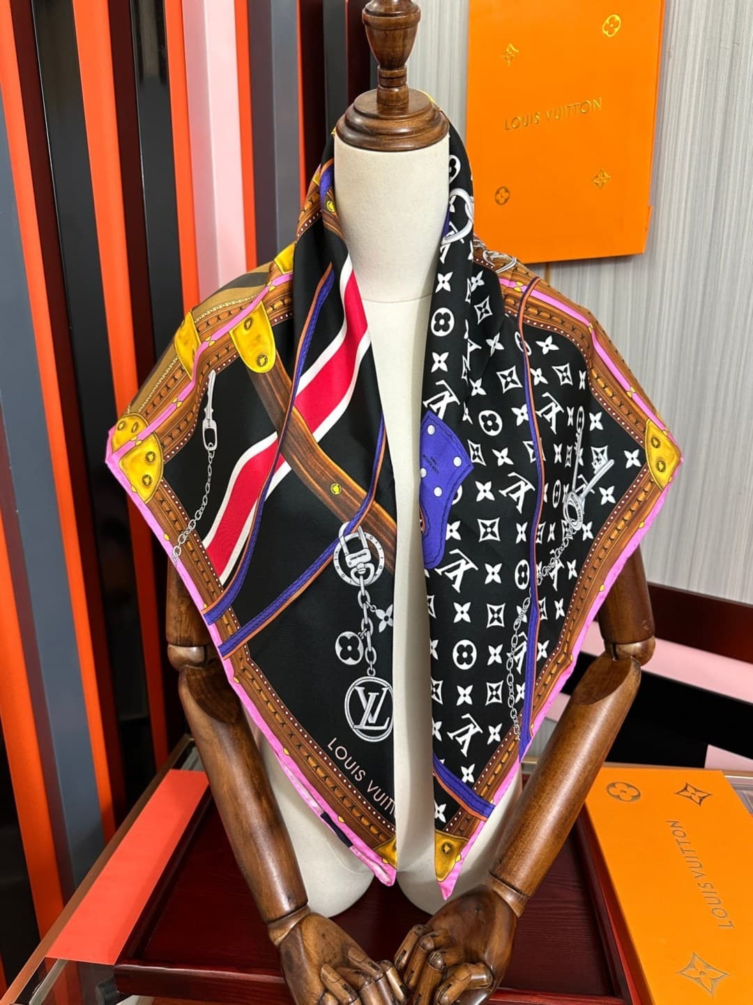 Louis Vuitton Strap and Trunk Square 90 scarf