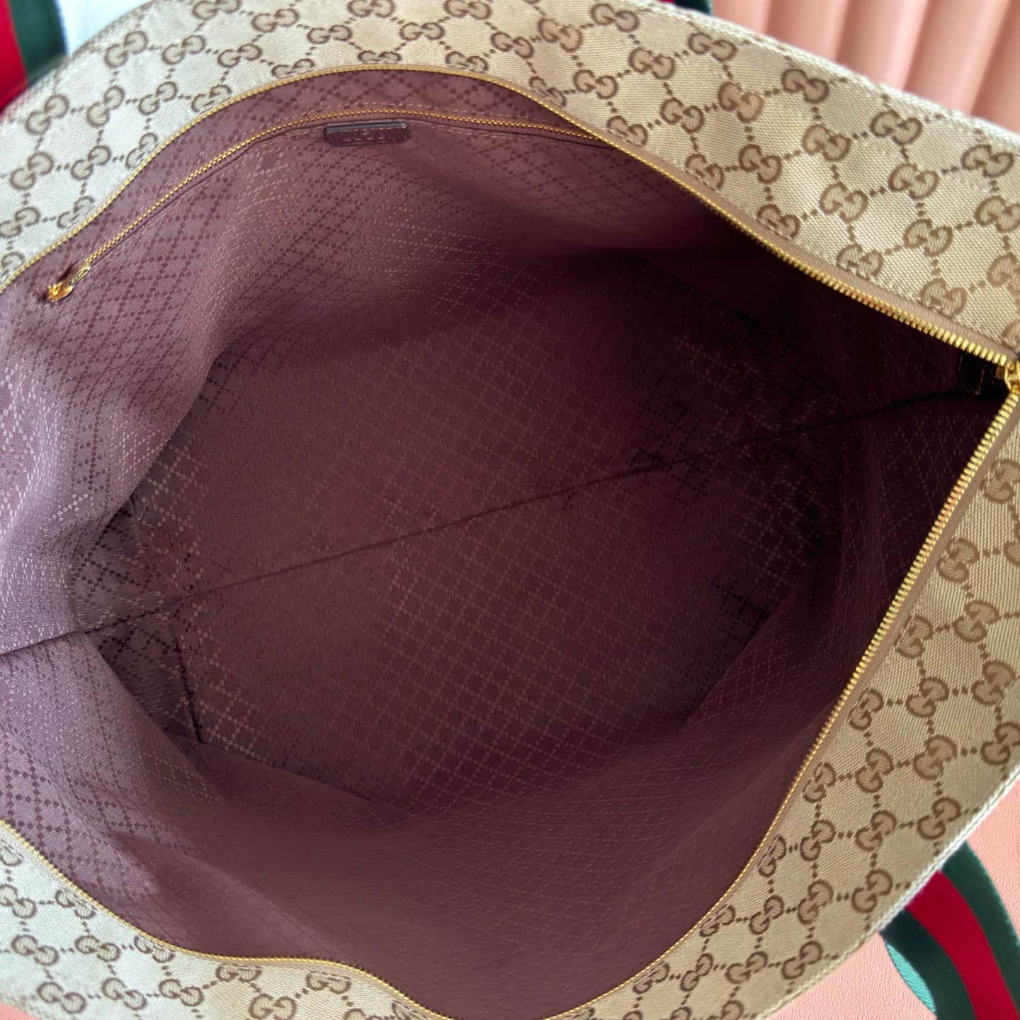 Gucci GG medium tote bag Sand and dark brown GG canvas ‎875929 High