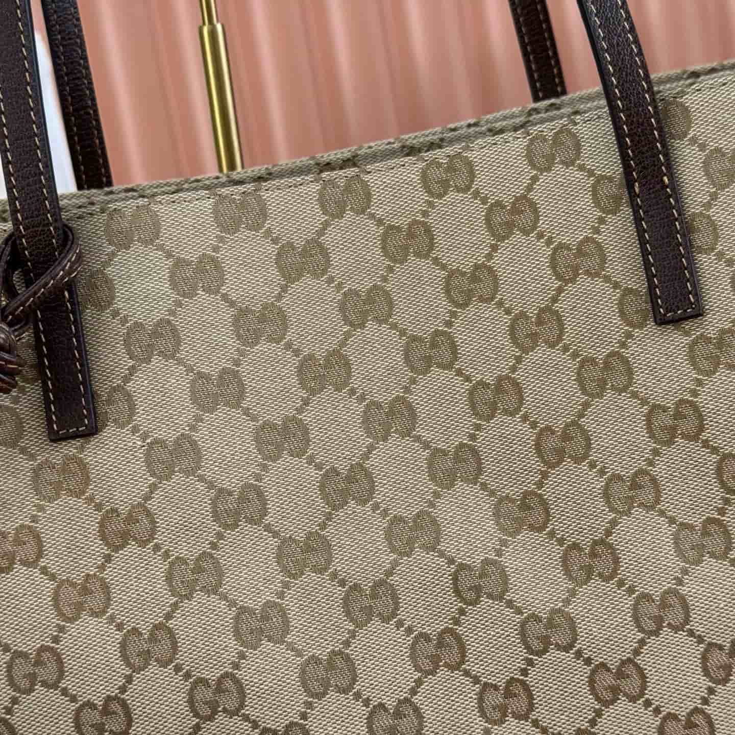 Gucci Londra large tote bag Sand and dark brown GG canvas 875056 High