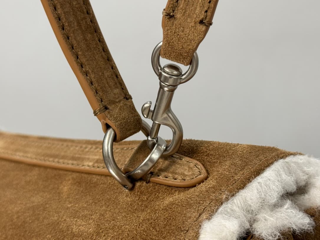 Balenciaga Rodeo Large Bag in Noce Suede Calfskin and White Fleece With Silver-Tone Metal TOP