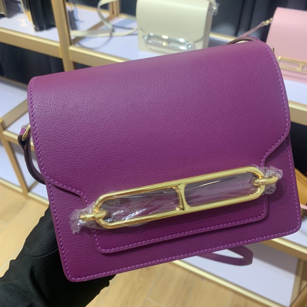 Hermes Roulis wallet in Anemone Calfskin Etoupe WAX Gold/Silver-Metal High