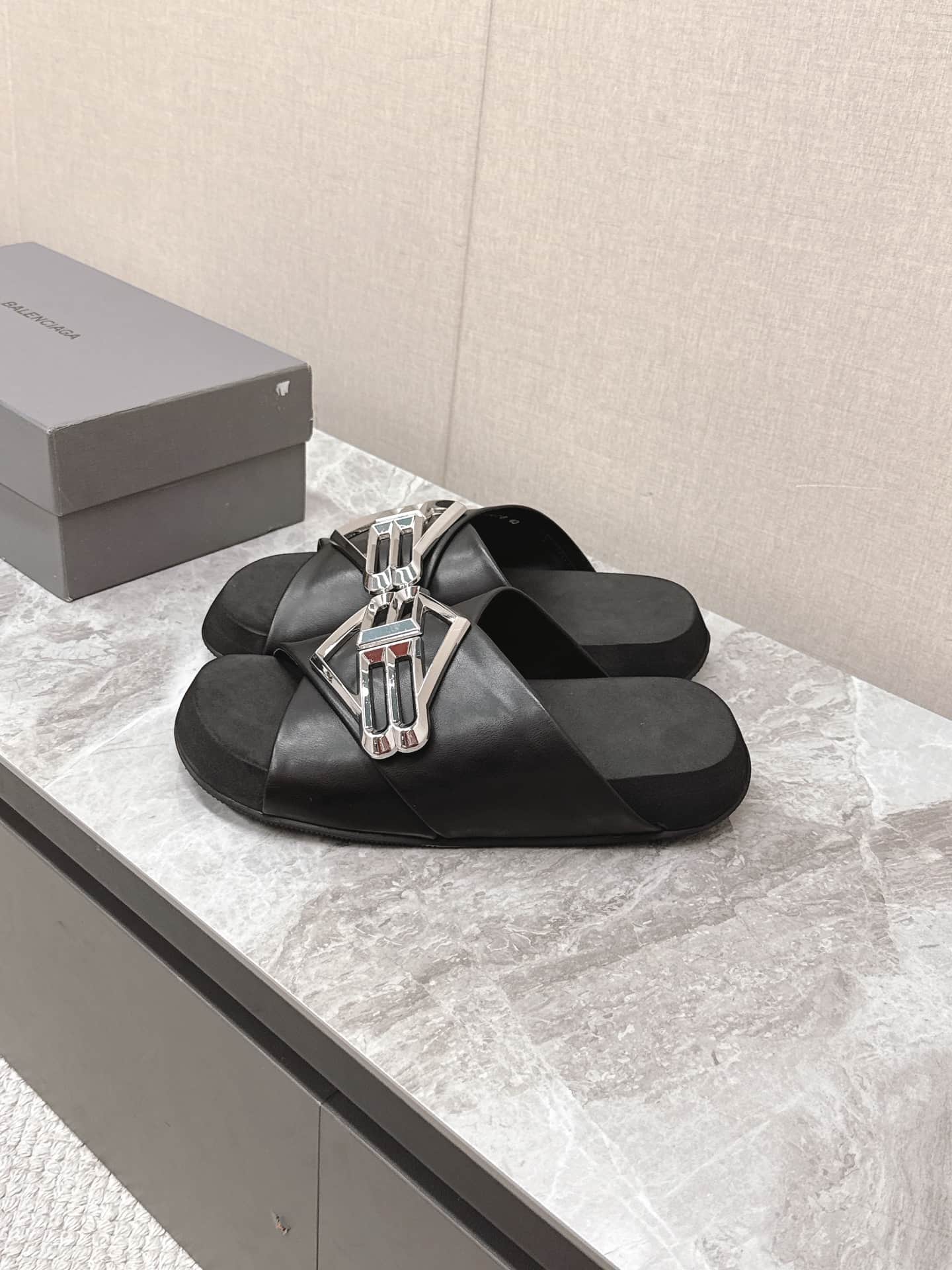 Balenciaga Sunset Flat BB Sandal Shoes Men Women