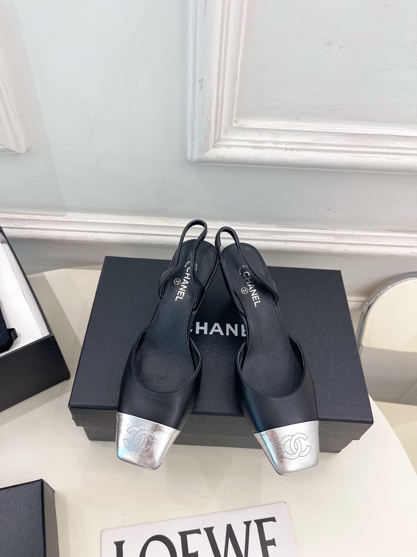 Chanel Leather Slingback Shoes Women