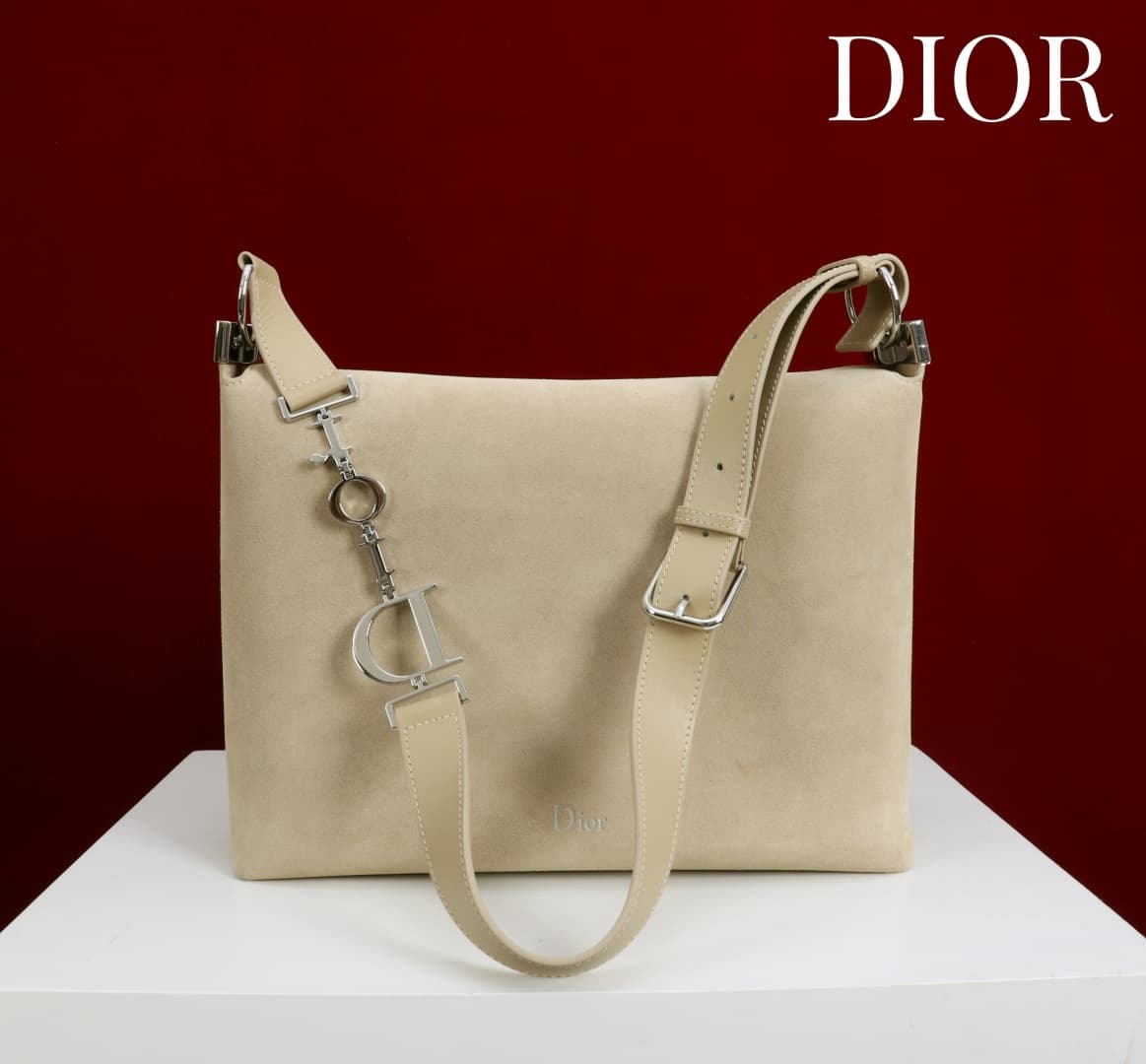 Medium Diorly Bag Sabbia Suede Calfskin Silver lettering High