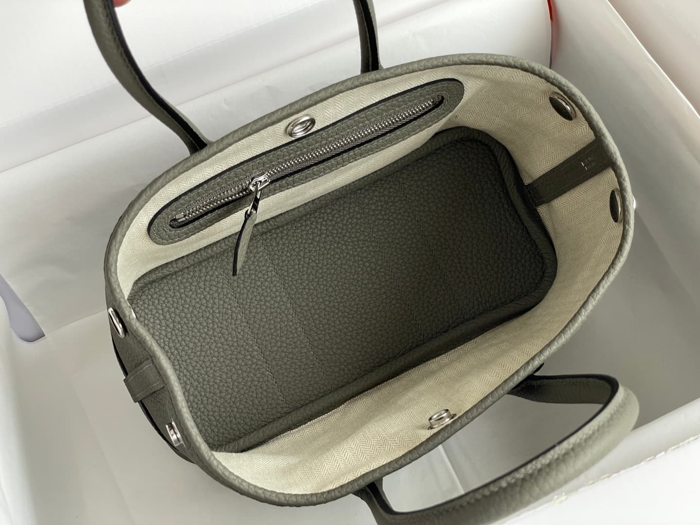 Hermes Garden Party 23 bag in Gris Meyer Togo Leather WAX High
